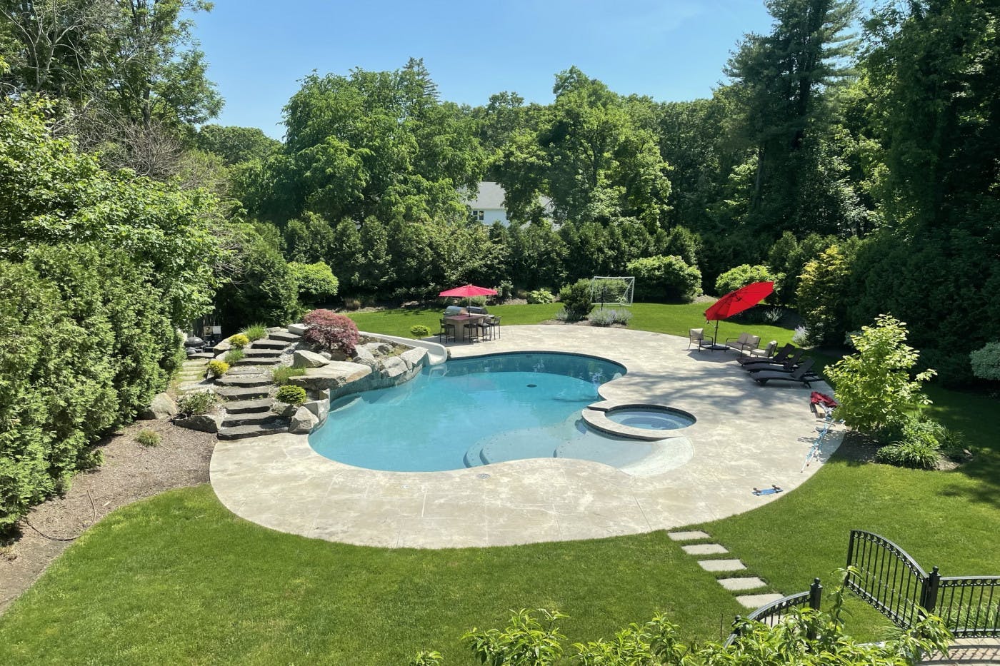 Gorgeous heated backyard pool with privacy
