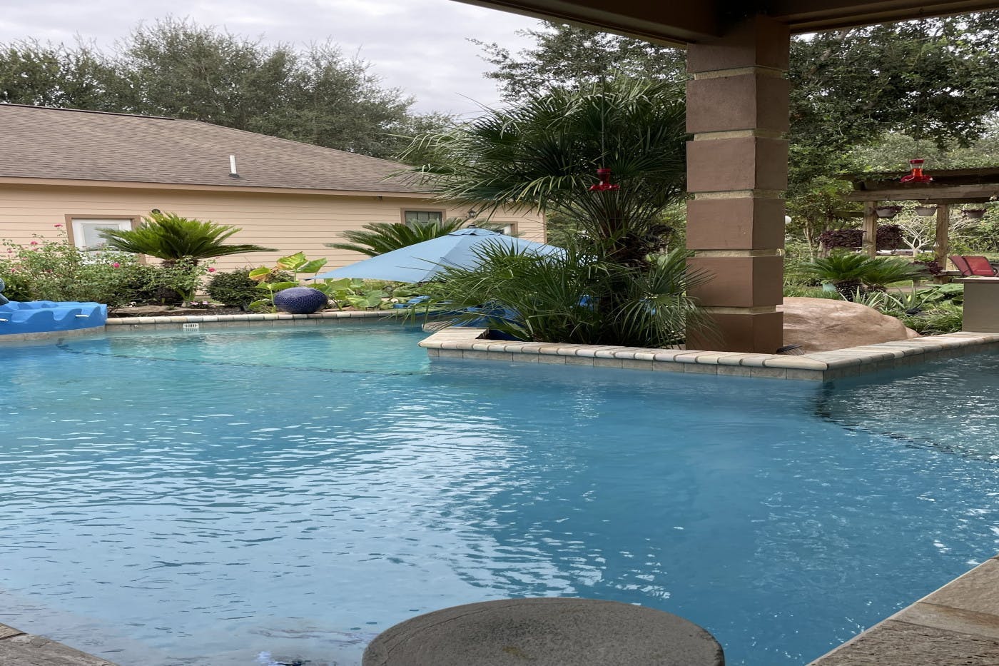 villa pool party and spacious backyard