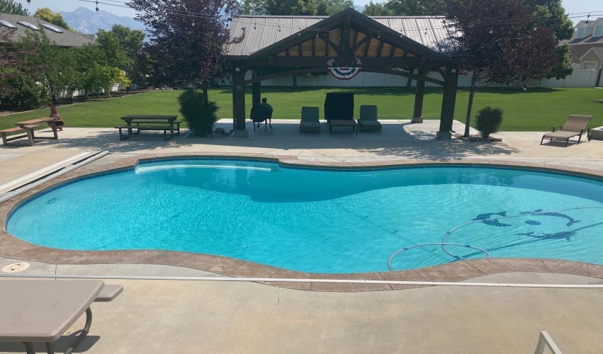 Private Heated Pool with park like setting